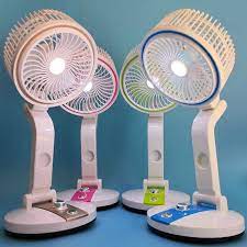 LR 2018 Rechargeable Folding Table Fan with Light Multifunctional Cute fan