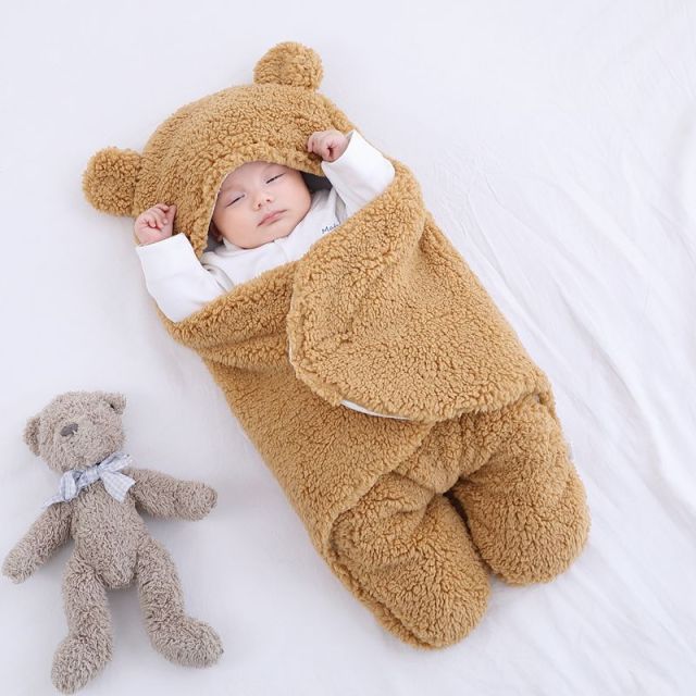 Baby Sleeping Bag Ultra-Soft Fluffy Fleece Newborn Receiving Blanket