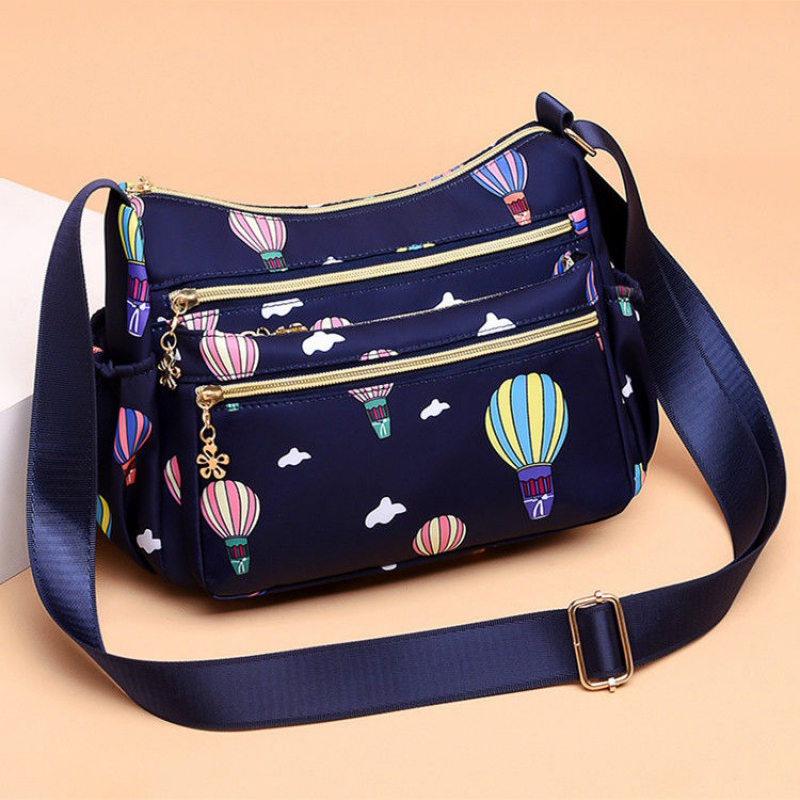 Fashion Multi Pockets Women Shoulder Bag High Quality Durable Lightweight Nylon Fabric Crossbody Bag